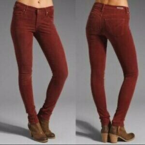 NWT Citizens of Humanity Cinnabar Rust Maroon Corduroy Skinny Jeans Fall Sz 24